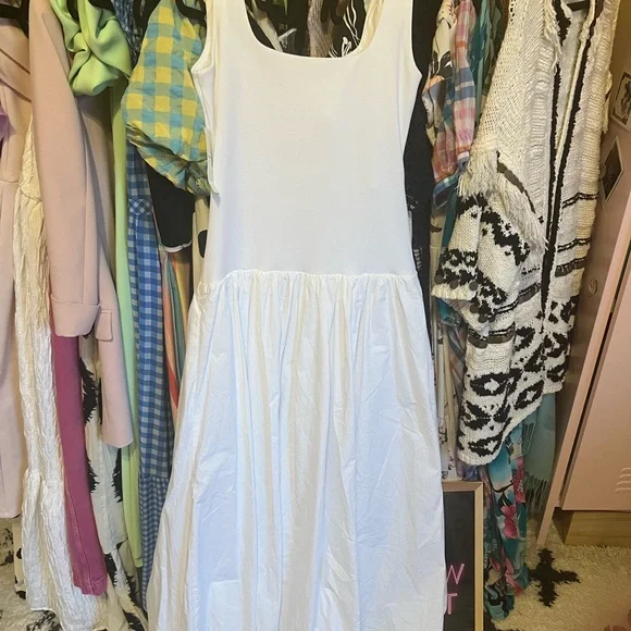 Abercrombie & Fitch Mixed Fabric Bubble Hem Midi Dress Size S - Sold out online! - Picture 8 of 9